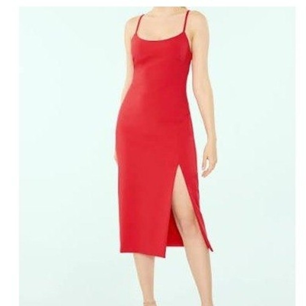 LIKELY‎ Campbell Dress Size 2 Coral Pink Strappy Front Slit Midi Date Cocktails